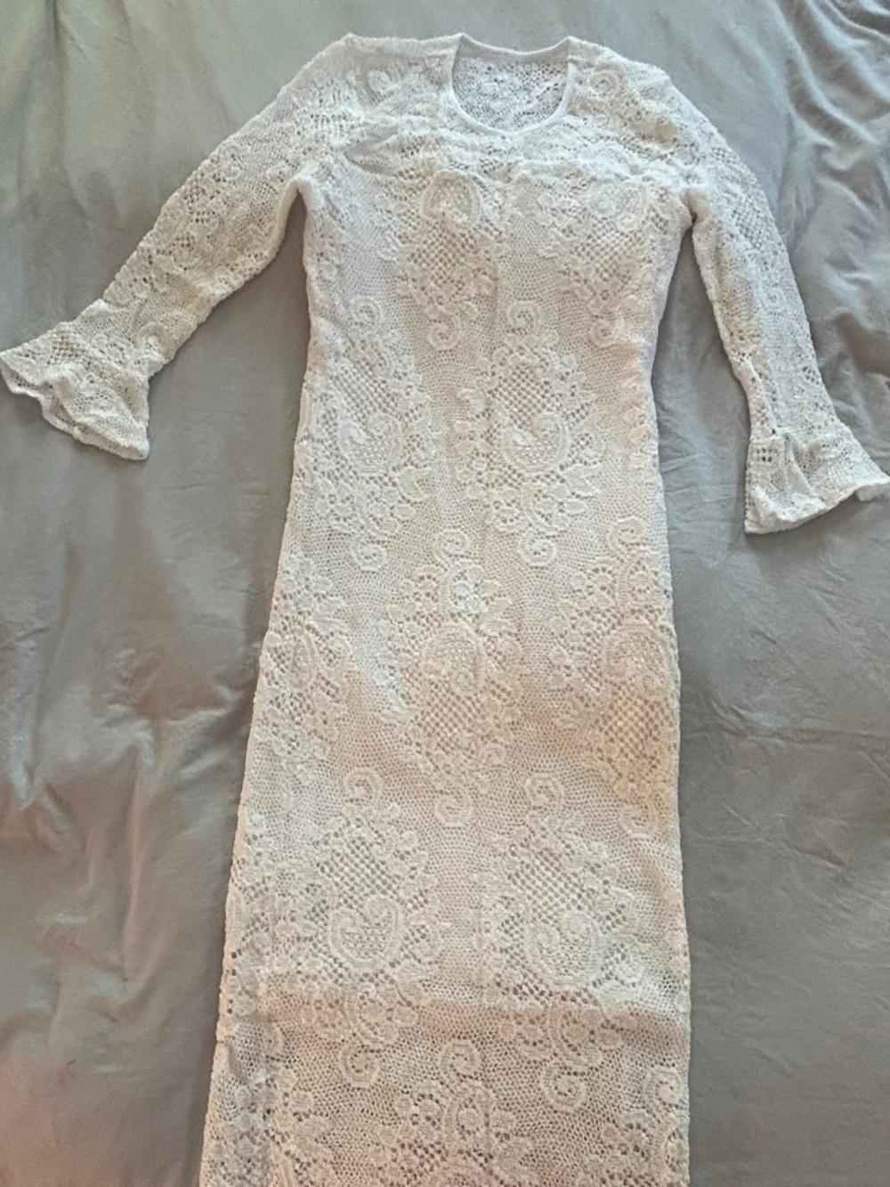 White lace midi bodycon lined dress